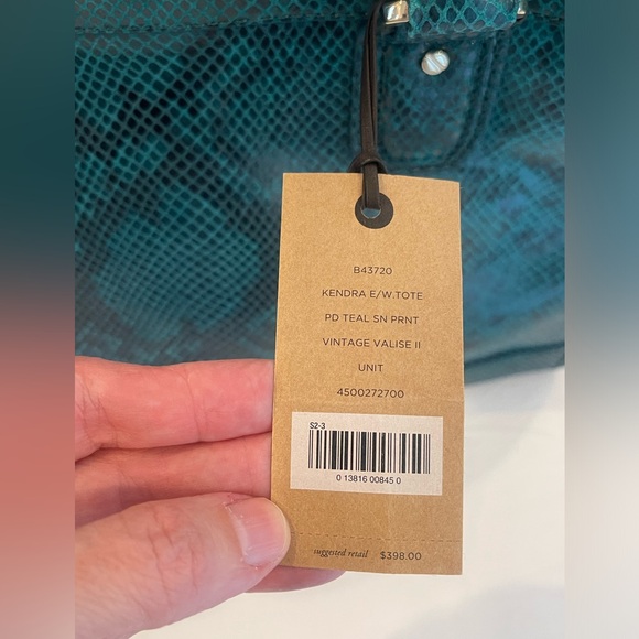 Cole Haan Kendra Tote Vintage Valise II Teal Snake Print - Picture 7 of 8